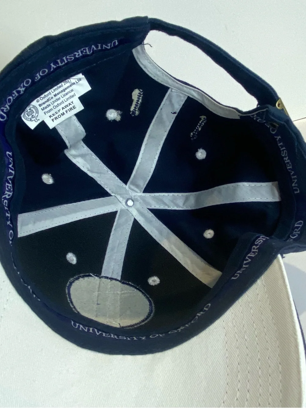 University of Oxford Cap Navy Embroidered Crest Adjustable Strapback Official